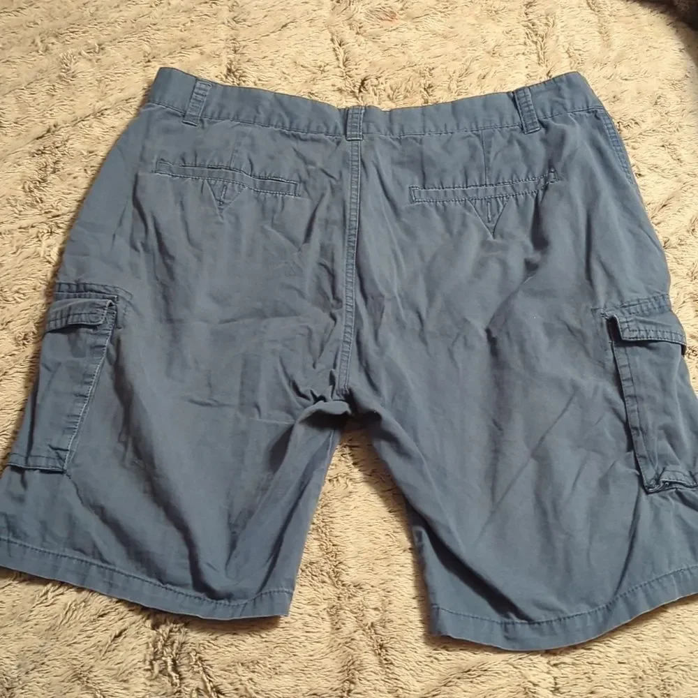 Ring Of Fire CARGO SHORTS Mens Size 36 Gray/Blue Button Zip‎
